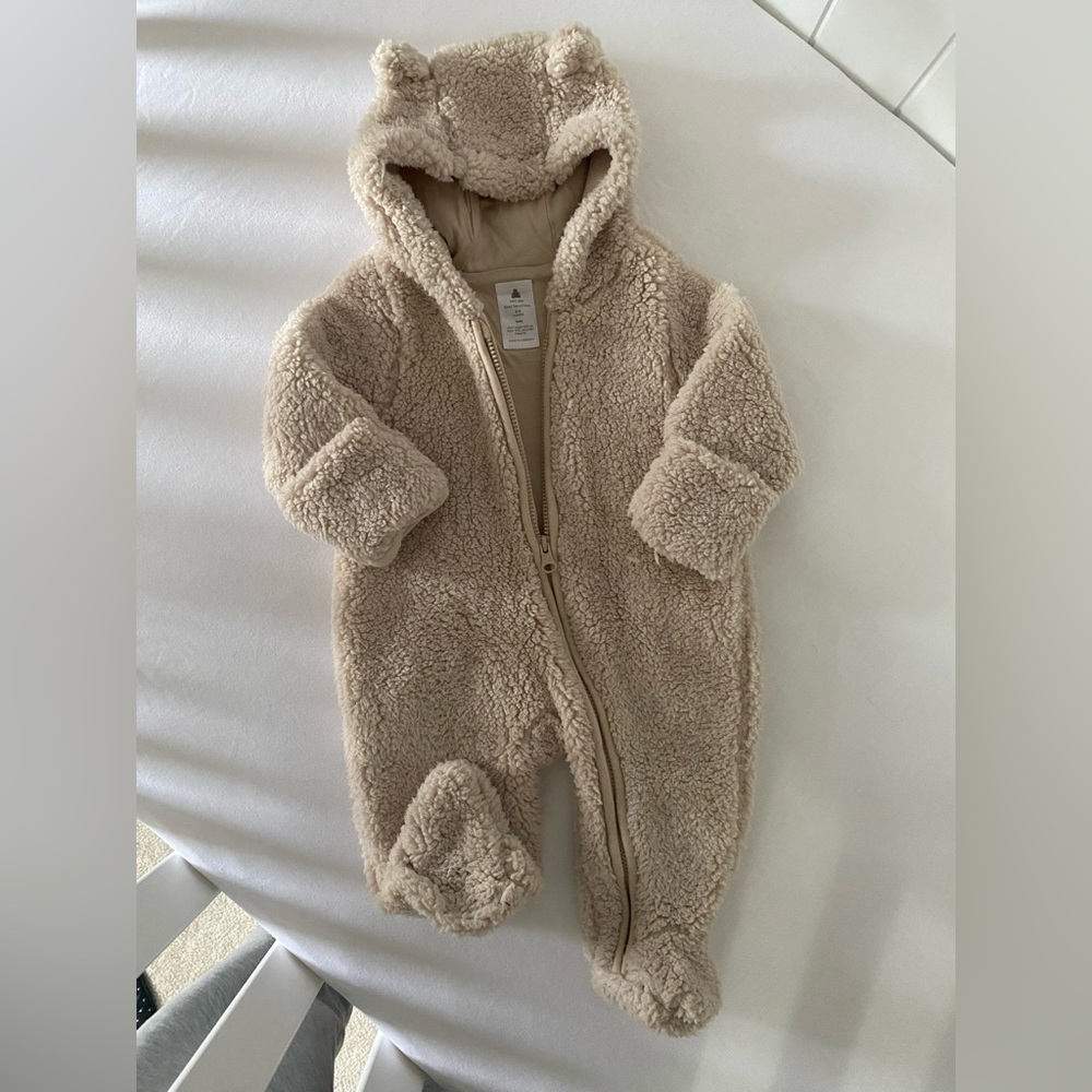 GAP Factory, 0-3 Months, Baby Bear Sharpa One-piece, lightly used